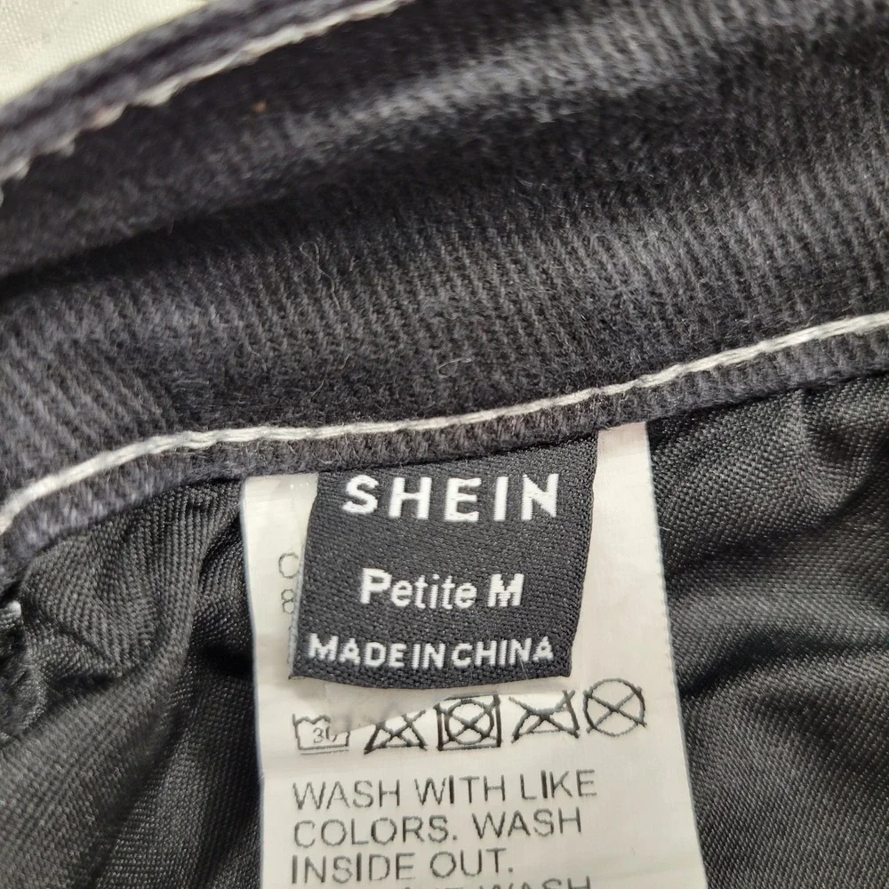 Shein‎ Flair Leg butterfly pocket black jeans size Petite M W27 L30